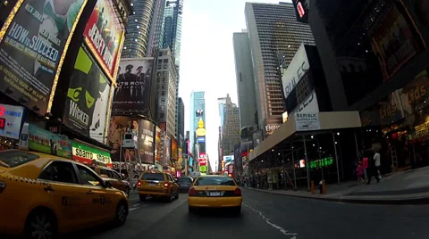 Go Pro Driving into Times Square Stock Footage 33796268