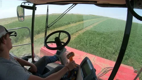 Go Pro - Inside Cab of a Swather (2) Stock Footage 221862489