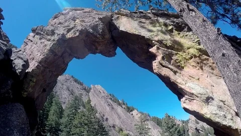 Go Pro Pan of The Royal Arch, Boulder, Colorado Stock Footage 79576290