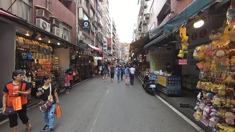 Go Pro Walk Through Tamsui Taiwan Asian Street Timelapse 스톡 동영상 86185534
