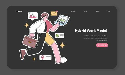 An on-the-go professional manages tasks between office and remote Illustrazione stock