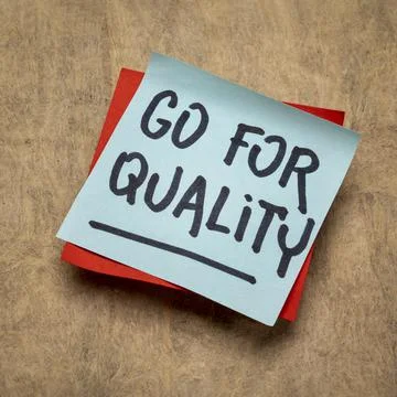 Go for quality reminder note Stock Photos