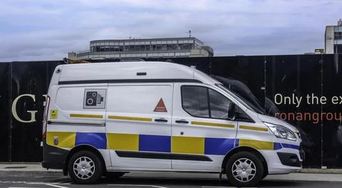A Go Safe speed camera van parked on the North Quays in Dublin, Ireland. Stock Photos