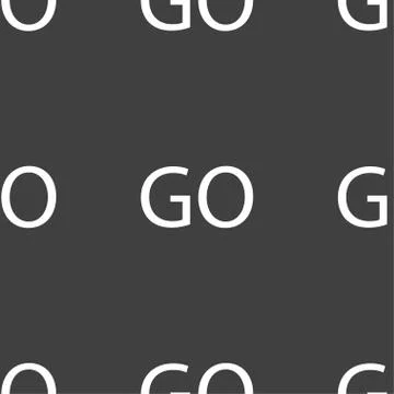 GO sign icon. Seamless pattern on a gray background. Vector Stock Illustration