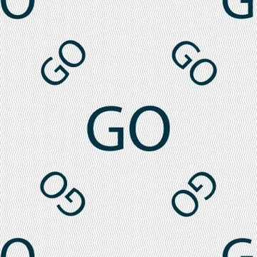 GO sign icon. Seamless pattern with geometric texture. Illustrazione stock