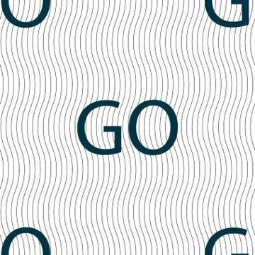GO sign icon. Seamless pattern with geometric texture. Illustrazione stock