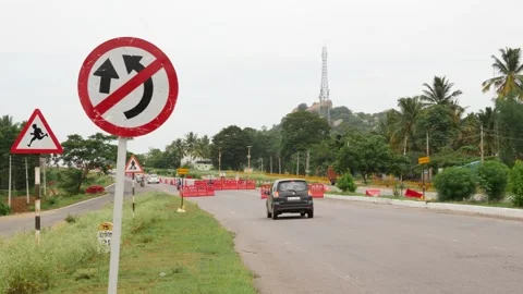 Go straight do not take diversion sign board Video stock 156990411