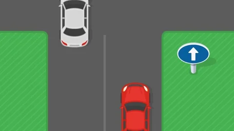 "Go straight" sign area. Traffic flow proceeding directly in a forward direction Stock Footage 331554053