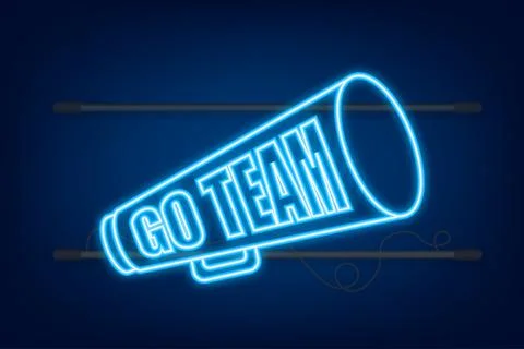 Go Team Triangle Banner. Go team in cartoon style. Neon icon. Vector stock Stock Illustration