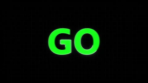 Go text action animation flashes glowing green neon typography signs. Text .. Stock Footage 341128949
