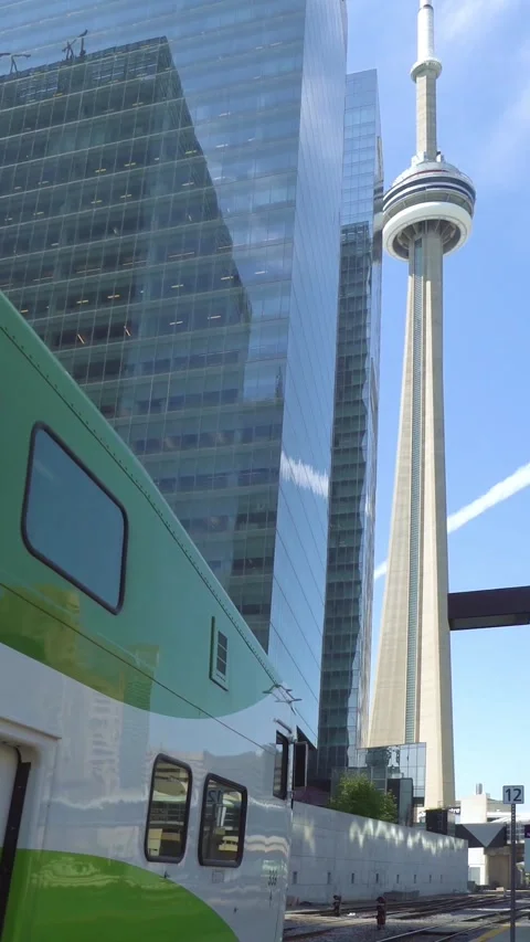 Go Train arriving at Union station Stock Video Pond5