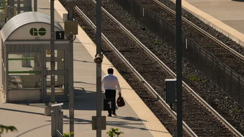 Go/UP Train platform Bloor street Stock Footage 230923357