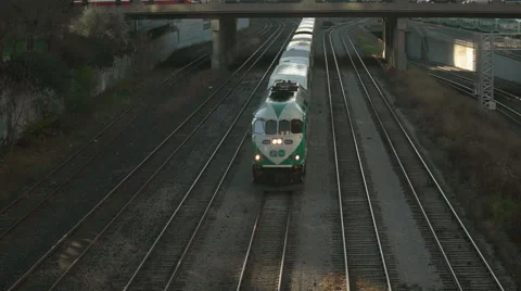 Go Train at Sunset in Downtown Toronto Video stock 57475223