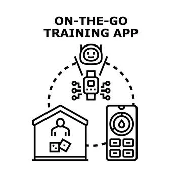 On the go training app digital service concept Ilustración de archivo