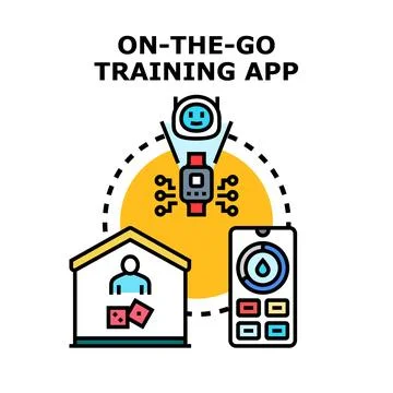 On the go training app digital service concept Ilustración de archivo