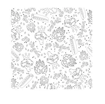 Go vegan contour pattern on a white background Stock Illustration