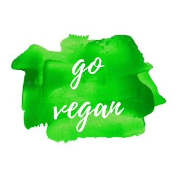 Go Vegan vector word, text, icon, symbol, poster, logo on hand drawn green pa Stock Illustration