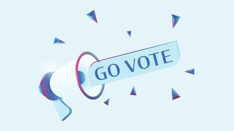 Go vote text with 3d realistic megaphone animation. Megaphone sign banner for Stock Footage 226810268