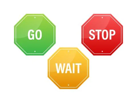 Go, wait, and stop traffic signs. Color set. Vector stock illustration. Illustration