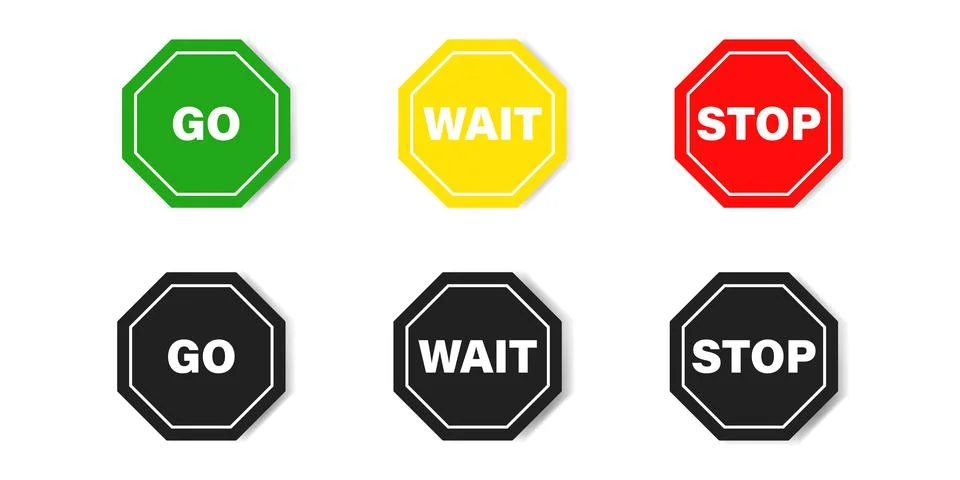 Go wait stop road sign .  Set of control traffic signs . Vector illustration  Stock Illustration