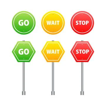 Go, wait, stop road traffic sign. Traffic regulatory warning Иллюстрация