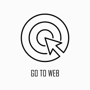 Go to web click internet icon simple outline flat illustration Stock Illustration