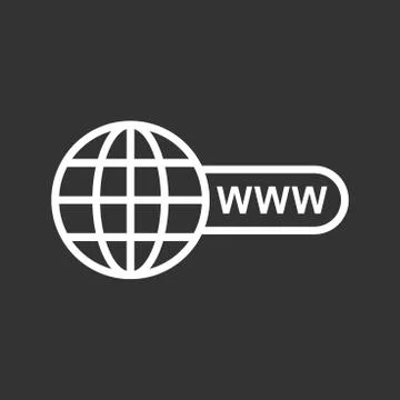 Go to web icon. Internet flat vector illustration for website on black backgr Ilustración de archivo