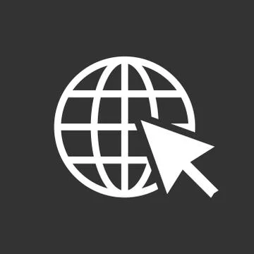 Go to web icon. Internet flat vector illustration for website on black backgr 스톡 일러스트