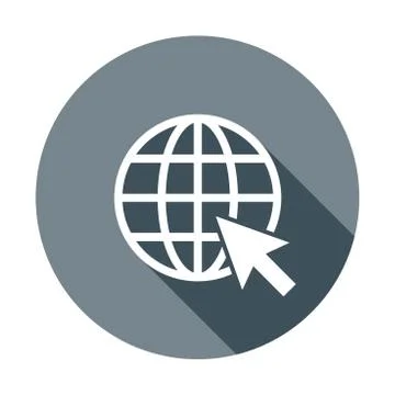Go to web icon. Internet flat vector illustration for website on round backgr Ilustración de archivo