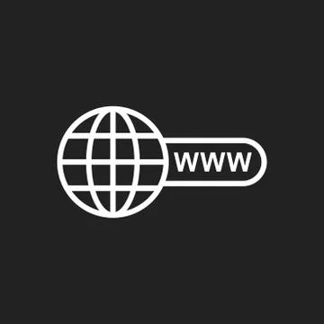 Go to web icon. Internet flat vector illustration for website on black backgr Ilustración de archivo