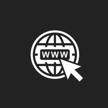 Go to web icon. Internet flat vector illustration for website on black backgr 스톡 일러스트