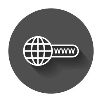 Go to web icon. Internet flat vector illustration for website with long shado 스톡 일러스트