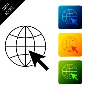Go To Web icon isolated on white background. Globe and cursor. Website pictogram Ilustración de archivo