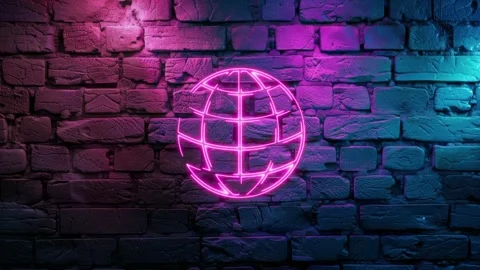 Go to web Icon neon animation on brick wall Stock Footage 275597203