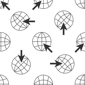 Go To Web icon seamless pattern on white background. Globe and cursor. Website イラスト素材