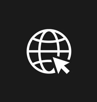 Go to web internet icon / sign in flat style isolated. Earth globe symbol f.. Stock Illustration