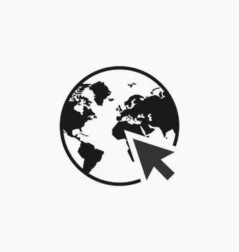 Go to web internet icon / sign in flat style isolated. Earth globe symbol f.. Stock Illustration