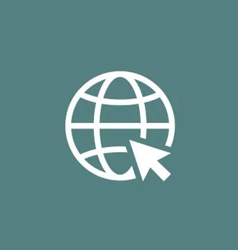Go to web internet icon / sign in flat style isolated. Earth globe symbol f.. Stock Illustration