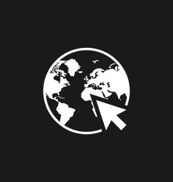 Go to web internet icon / sign in flat style isolated. Earth globe symbol f.. Stock Illustration