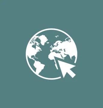 Go to web internet icon / sign in flat style isolated. Earth globe symbol f.. Stock Illustration