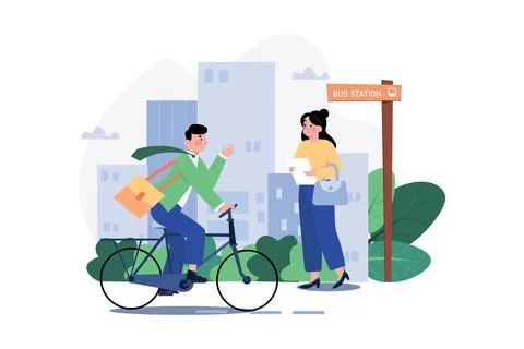 Go To Work Illustration concept. A flat illustration isolated on white backgr 스톡 일러스트