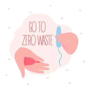 Go to zero waste. Menstrual cup and cotton tampon Stock Illustration