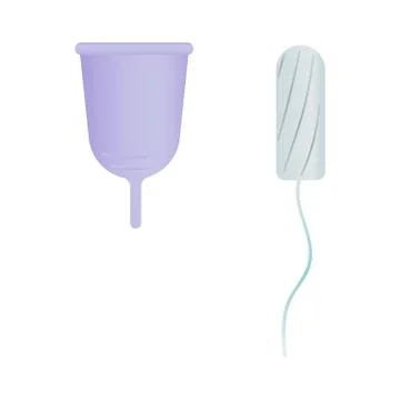 Go to zero waste. Menstrual cups. Reuse, reduce and recycle concept. Containers Stock Illustration