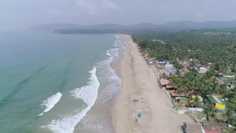 Goa-agonda-beach-aerial-coastline-drone-shot-01 Stock Footage 331663186