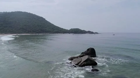 Goa-agonda-beach-low-angle-forward-drone-mountain-04 Stock Footage 331663202