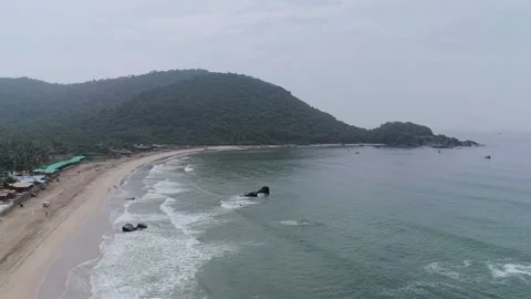 Goa-agonda-beach-morning-aerial-coastline-02 Stock Footage 331663214