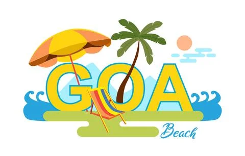 Goa beach life design composition vector Stock Illustration