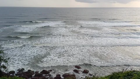 Goa beach in monsoon time. cabe de rama beach. Stock Footage 314191503