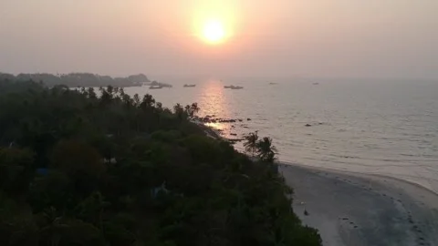 Goa Beach Sunset Forward Shot Stock Footage 130594608