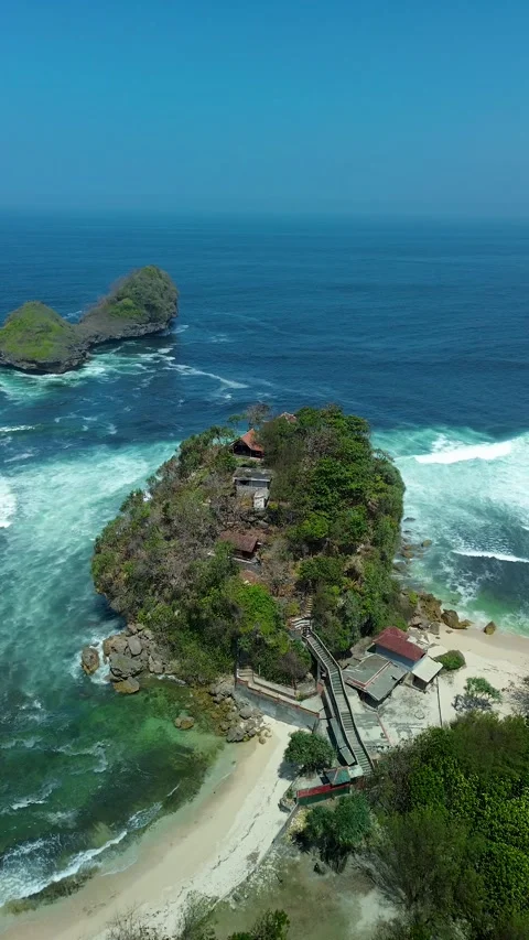 Goa Cina Beach Vertical View Scenic Malang August 4 2026 Stock-Footage 342390134
